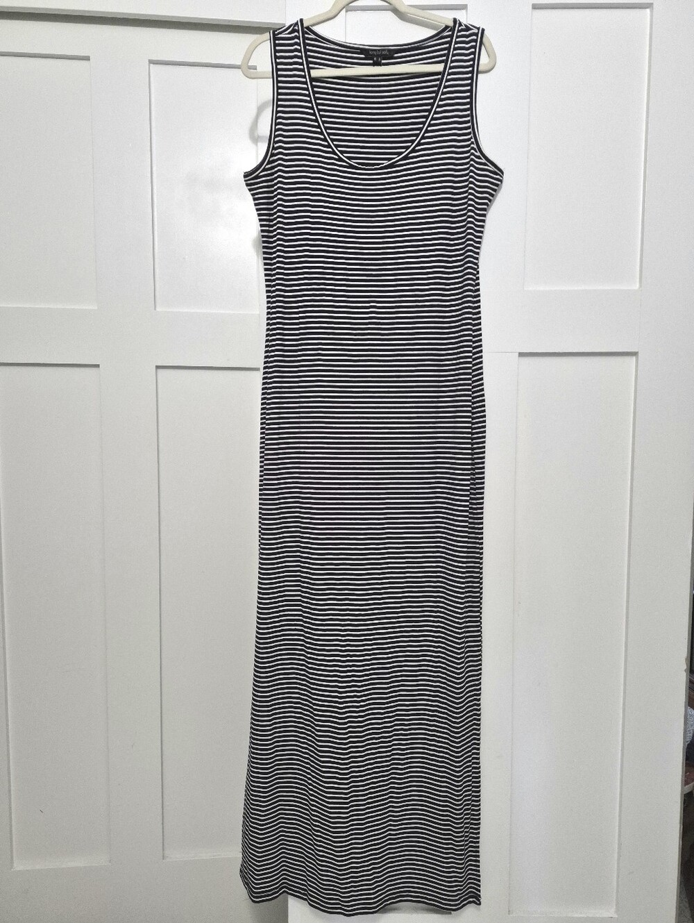 Long Tall Sally Navy Stripe Sleeveless Knit Maxi Dress Size 14